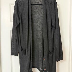 Charcoal Open Front Cardigan